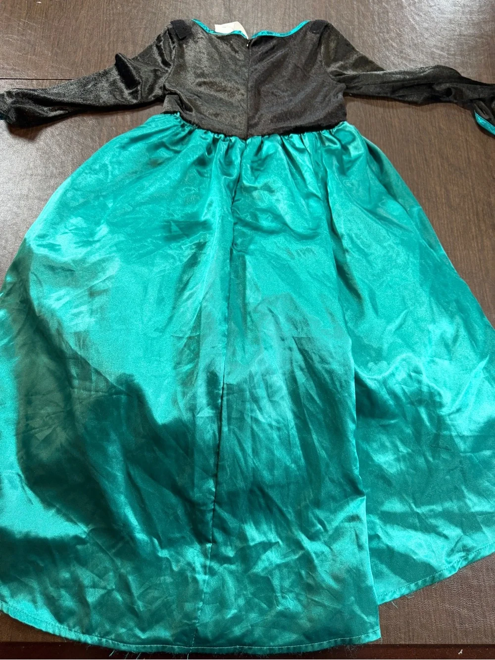 Disney Frozen Anna Girls' Teal Satin Layered Dress with Black Bodice Sz XS 3T-4T